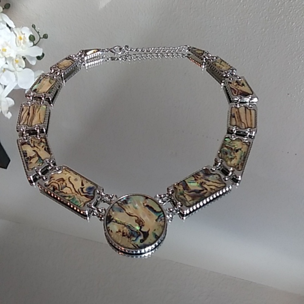 Silver Multi Colored Asymmetrical Stament Necklace - Picture 15 of 17